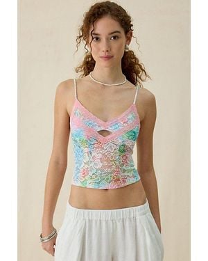 Out From Under Carmen Open-Back Sheer Lace Cami - Blue