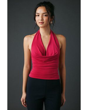 Silence + Noise Coyote Cowl Neck Halter Top - Red