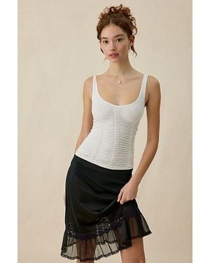 Out From Under College Sweetheart Ruched Seamless Knit Tank Top - Natural