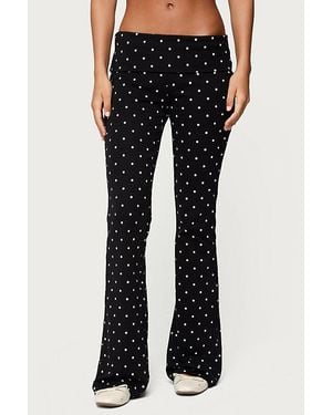 Edikted Daliya Polka Dot Fold Over Pants - Blue