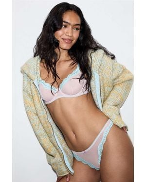 Out From Under Cherish Mesh Contrast Thong - Pink