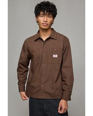 Brixton Trademark Long Sleeve Work Shirt - Brown