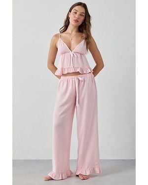 Out From Under Eloise Satin Ruffle Pj Pants - Pink