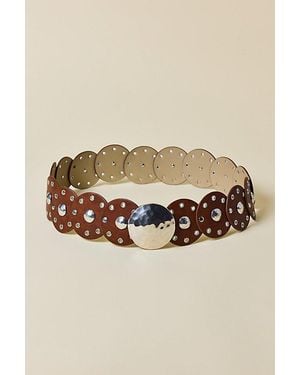 BDG Hammered Studded Statement Leather Belt - Natural