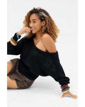 Urban Outfitters Uo Jordan Off-shoulder Slouch Top - Black