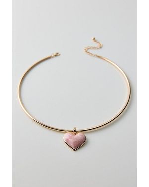 Urban Outfitters Ashley Pendant Metal Wired Choker Necklace - White
