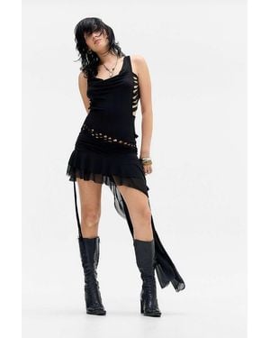 Jaded London Vux Asymmetric Slashed Dress - Black