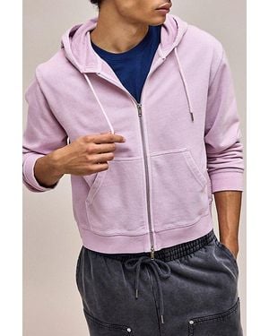 BDG Bonfire Solid Zip-Up Hoodie Sweatshirt - Pink