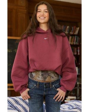 Nike Studio Fleece Oversized Cropped Hoodie Sweatshirt - Red
