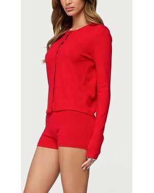 Edikted Maycee Knit Micro Shorts - Red