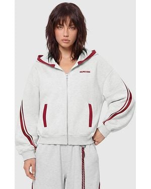 AELFRIC EDEN Boxy Contrast Stripe Zip Up Hoodie - White