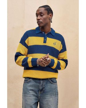 BDG Navy & Yellow Striped Knit Rugby Shirt - Blue