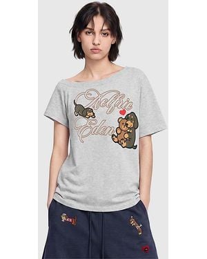 AELFRIC EDEN Dachshund Off-The-Shoulder Tee - White
