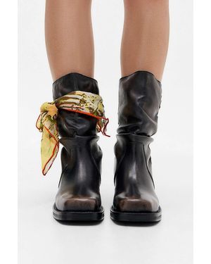 BDG Ride Buckle Slouch Leather Boots - Black
