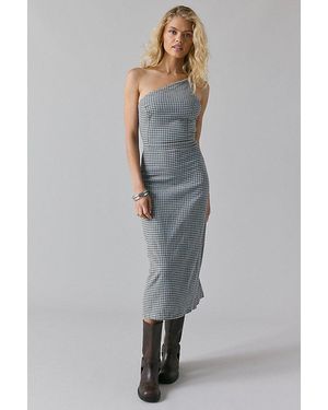 Urban Outfitters Uo Carson Asymmetrical One Shoulder Linen-Blend Midi Dress - Grey