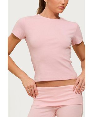Edikted Emelia Fitted T Shirt Top - Pink