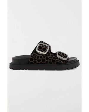 MIA Gen Suede Double Buckle Slide Sandal - Black