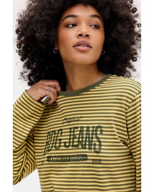 BDG Stripe Long Sleeve Relaxed T-shirt - Yellow