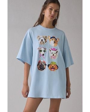 Urban Outfitters Graphic Oversized T-Shirt Dress - Blue