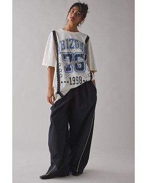 Urban Outfitters Arizona Champs Graphic Lace Trim Oversized T-Shirt Dress - Blue