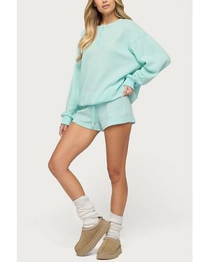 Edikted Baila Waffle Henley Top - Green