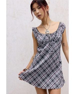 BDG Jude Check Mini Dress - White