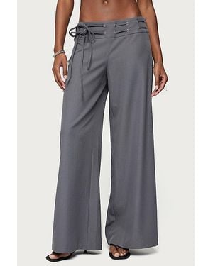 Edikted Willard Baggy Lace Up Belt Pants - Black