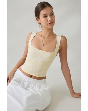 BDG Ribbed Square Neck Tank Top - White