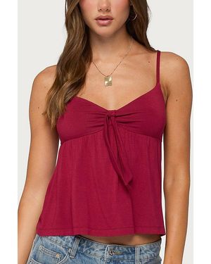 Edikted Michey Tie Front Babydoll Tank Top - Purple