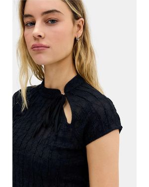 Silence + Noise Silence + Noise Aysha Textured Keyhole Top - Black