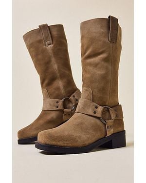 Urban Outfitters Uo Suede Moto Harness Boots - Brown