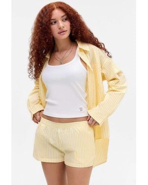Daisy Street Yellow Striped Boxer Shorts - Natural