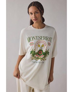 Urban Outfitters Montserrat Tennis Club Crest Graphic Oversized T-Shirt Dress - Natural