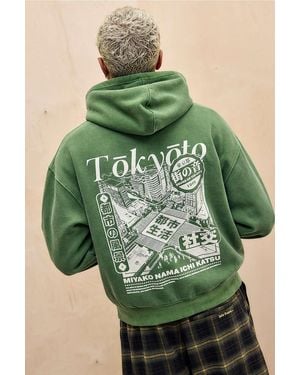 Urban Outfitters Uo Green Tokyoto Zip Hoodie