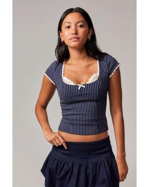 Silence + Noise Silence + Noise Dylan Scoop Bengaline Top - Blue