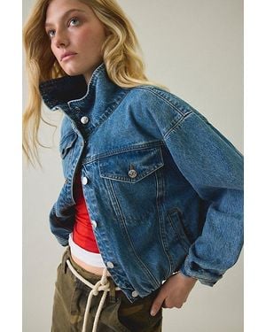Steve Madden Allyson Funnel Neck Denim Jacket - Blue