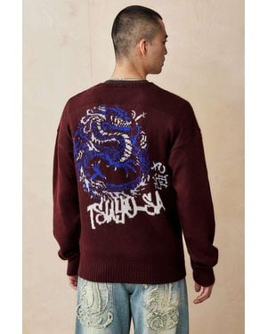 Urban Outfitters Uo Dragon Knit Jumper - Red