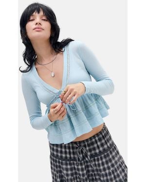 Kimchi Blue Nia Babydoll Long Sleeve Top - Blue