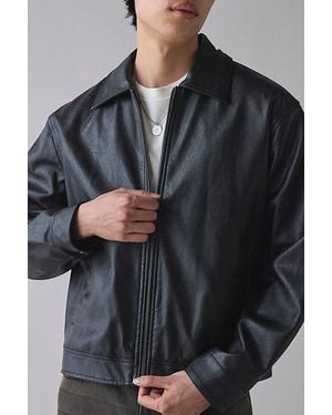 BDG Faux Leather Zip Jacket - Black