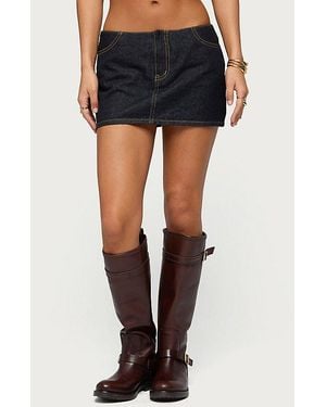 Edikted Leire No Waistband Denim Mini Skort - Blue