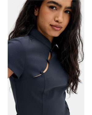 Silence + Noise Silence + Noise Luiz Manderin Collar Top - Blue