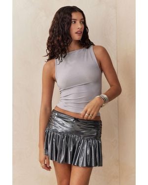 Urban Outfitters Uo Bel Foil Flippy Skort - Metallic