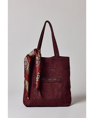 BDG Logo Washed Denim Tote Bag - Red