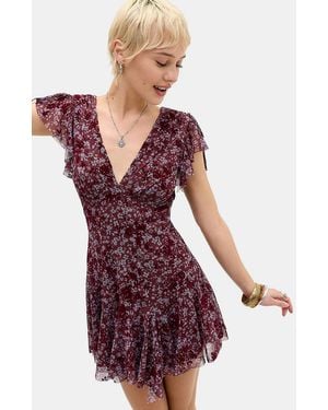 Kimchi Blue Naomi Flocked Tea Dress - Red