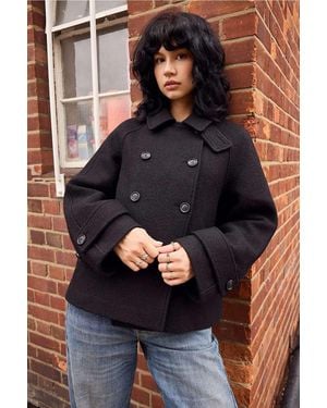 BDG Double Breasted Wool Coat Jacket - Blue