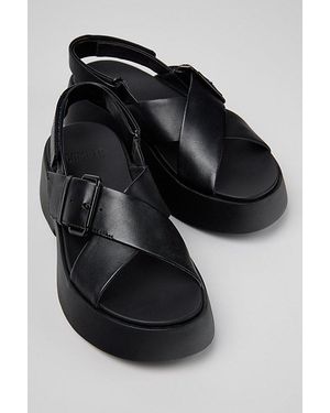 Camper Tasha Leather X-Strap Sandal - Black