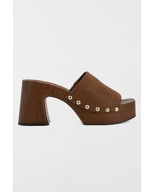 MIA Mia Emmerie Heeled Mule Wooden Sandal - Brown