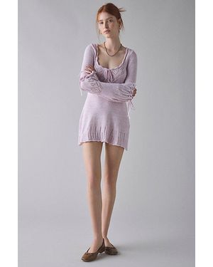 Kimchi Blue Catherine Pointelle Knit Babydoll Tunic Sweater - Purple