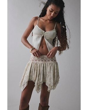 Silence + Noise Kristie Low-Rise Hanky Hem Mini Skirt - Brown