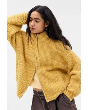 Urban Outfitters Uo Finn Funnel Zip-through Cardigan - Yellow